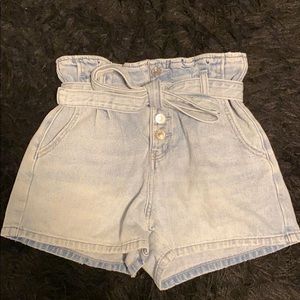 High waisted belted shorts